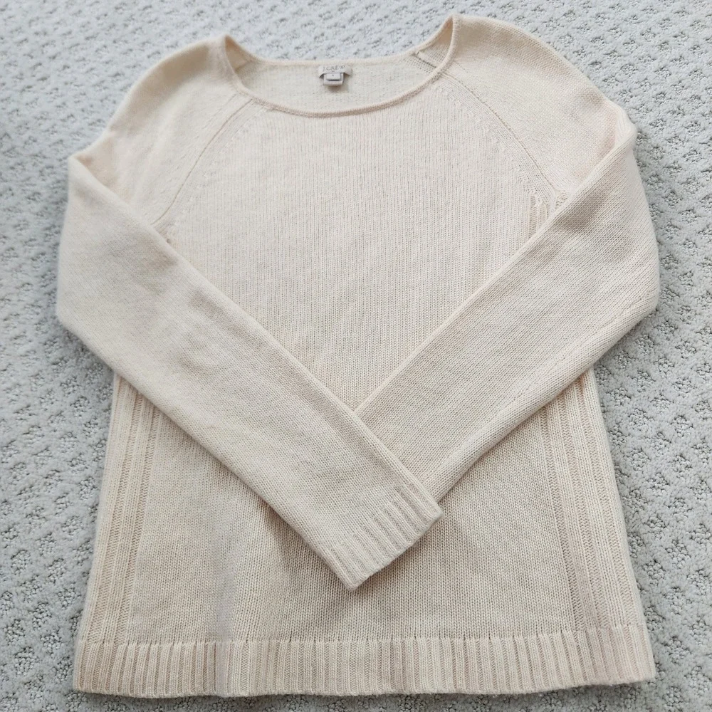 J.Crew‎ Merino Wool Cream Crewneck Sweater Womens Small